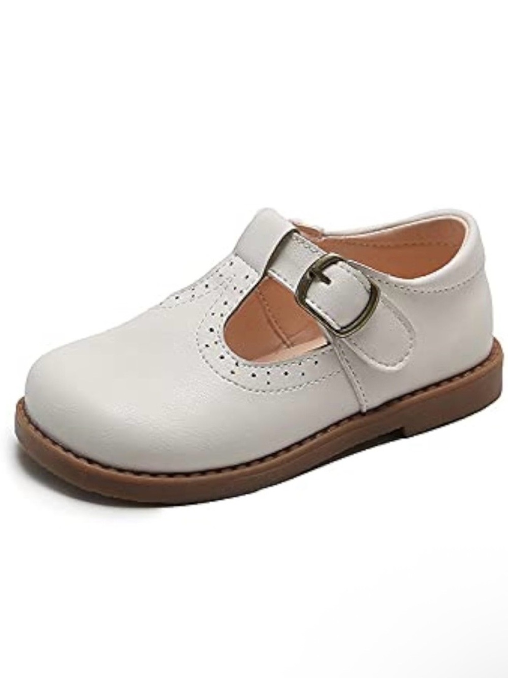 Toddler Girls NWOT Cream T-Strap Oxford Mary Jane Shoes Size 6 US/22 EU - Picture 3 of 15